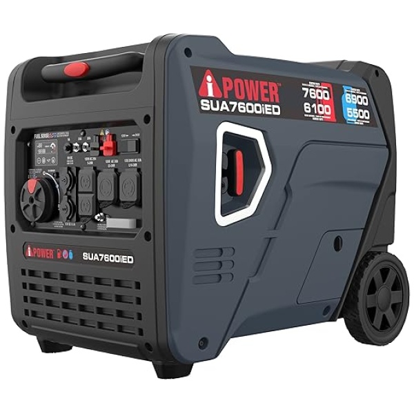 A-iPower Portable Inverter Generator, 7600W Dual Fuel Electric Start RV Ready, EPA & CARB Compliant CO Sensor, With Telescopic Handle For Backup...