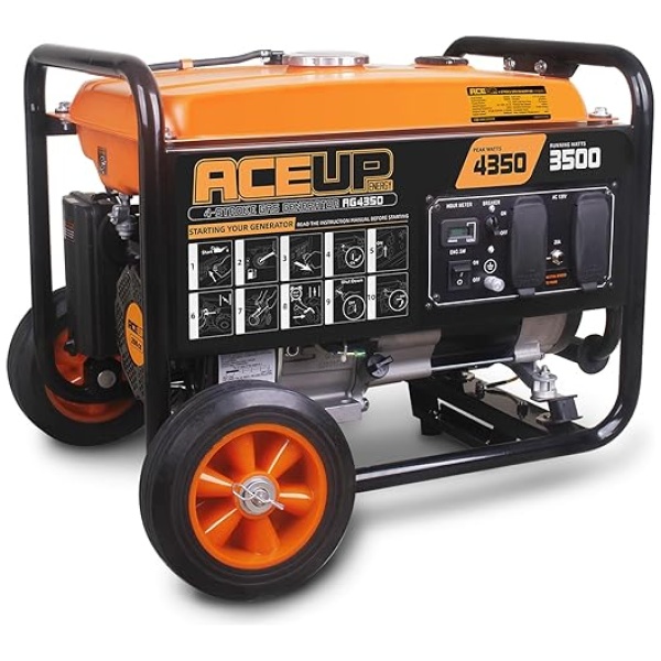 Aceup Energy 4,350 Watt Portable Generator Gas Powered Equipment with Wheels Kit, 30A Outlet, EPA & CARB Compliant