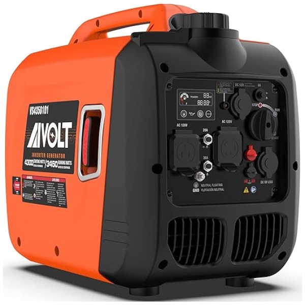 AIVOLT Inverter Generator 4300W Gas Powered Portable Generator Super Quiet Outdoor Generator RV Ready for Camping Tools and Home Use, EPA Compliant