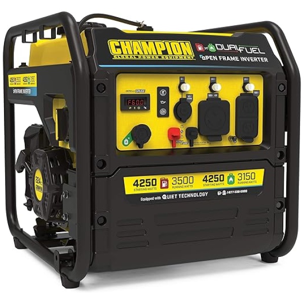 Champion Power Equipment 200914 4250-Watt Open Frame Inverter Generator, Dual Fuel Technology