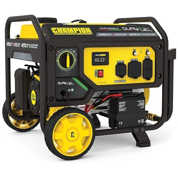 Champion Power Equipment 201052 4750/3800-Watt Dual Fuel Portable Generator with Electric Start, Wheel Kit