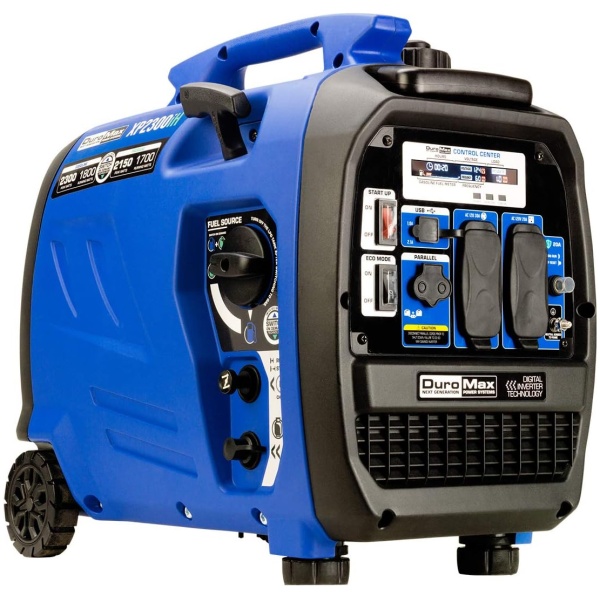 DuroMax XP2300iH 2300-Watt 80cc Dual Fuel Digital Inverter Hybrid Portable Generator, Blue