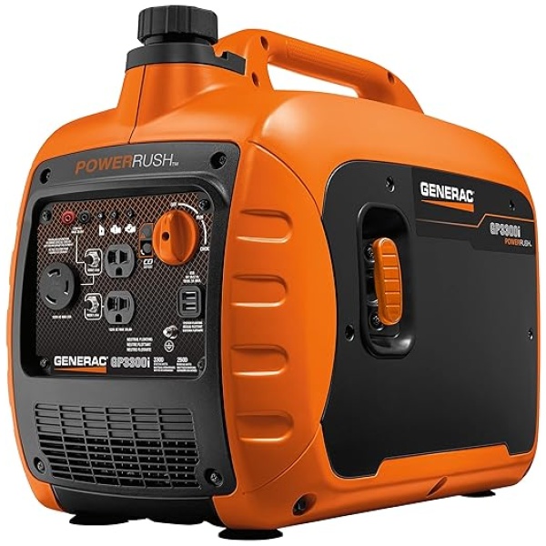 Generac 7153 GP3300i 3,300-Watt Gas-Powered Portable Inverter Generator - Lightweight Design - USB Ports for Mobile Device Charging - COsense...