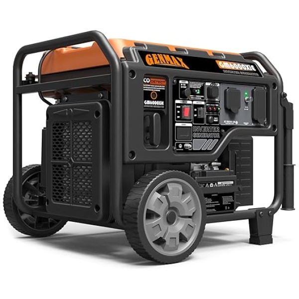 GENMAX Portable Inverter Generator, 6000W open frame Gas Powered High Speed Engine with Electric Start, Ultra Lightweight for Backup Home Use & Job...