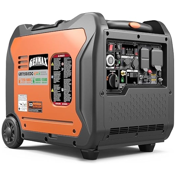 GENMAX Portable Inverter Generator, 7250W Super Quiet Dual Fuel Portable Engine with Parallel Capability, Remote/Electric Start, Ideal for Home...