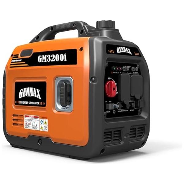 GENMAX Quiet Power Series Inverter Generator，Gas Powered, EPA Compliant, Eco-Mode Feature, Ultra Lightweight for Backup Home Use & Camping