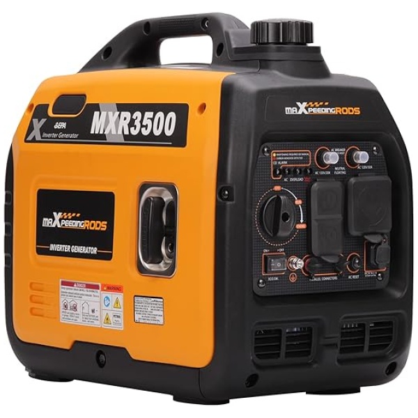 MaXpeedingrods 3500 Watt Portable Inverter Generator Gas Powered, EPA Compliant, Compact and Lightweight for Home Backup Power, Outdoor Camping, RV...