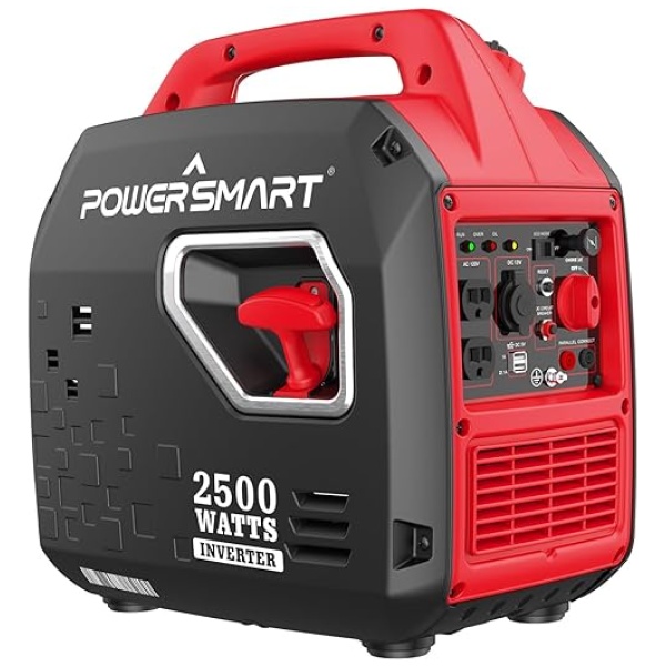 PowerSmart 2500W Portable Inverter Generator, Super Quiet 4-Stroke Engine, CARB Compliant, Eco-Mode Feature, Ultra Lightweight for Backup Home Use...