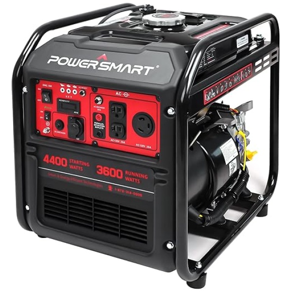 PowerSmart 4400-Watt Portable Generator Gas Powered, RV Ready 30A AC Outlet, Inverter Technology, CARB Compliant