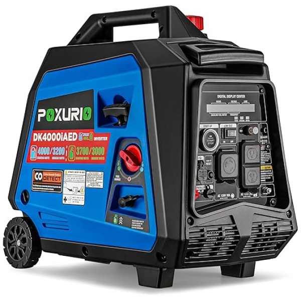 POXURIO 4000 Watt Generator, DK4000iAED Dual Fuel Generator, Gas Propane Inverter Generator Super Quiet, Remote Start/RV Ready/EPA for Outdoor...