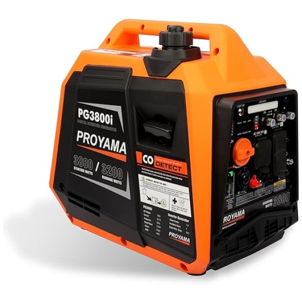 PROYAMA Portable Inverter Generator, Super Quiet Light Weight 3800 Watt Gas Generator for Home Backup & RV, EPA & CARB Compliant