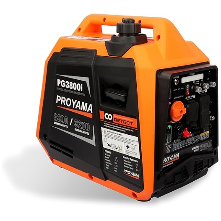 PROYAMA Portable Inverter Generator, Super Quiet Light Weight 3800 Watt Gas Generator for Home Backup & RV, EPA & CARB Compliant