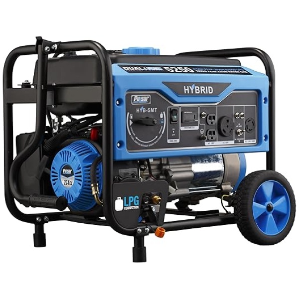 Pulsar 5,250W Dual Fuel Portable Generator with Switch and Go Technology, PG5250B