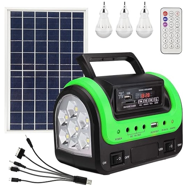 Solar Generator - Portable with Panel, Solar Power Generators Station Flashlight, Emergency Powered for Home Use Camping Hunting Emergency(Green)