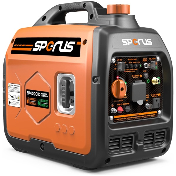 SPERUS Dual Fuel 4000W Portable Inverter Generator with Super-quiet & Parallel Capability, RV-Ready, EPA Compliant, Small for Backup Home Use &...