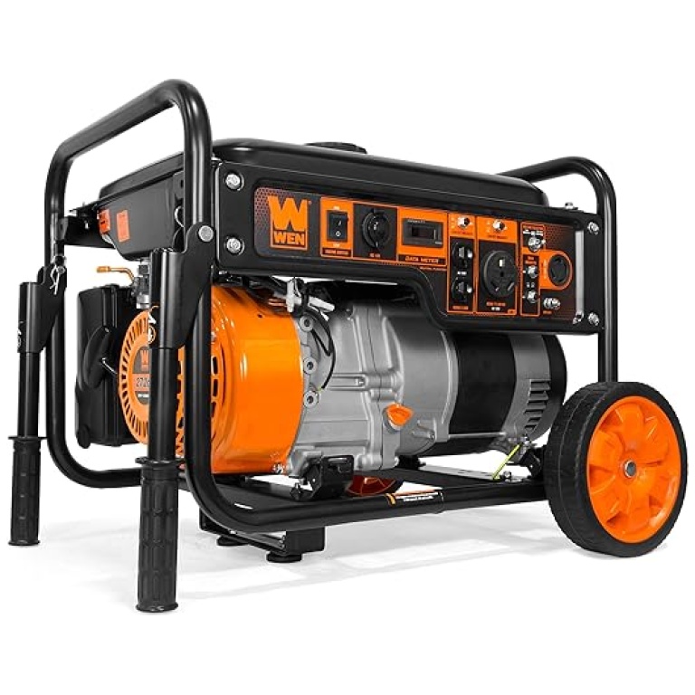 WEN 6000-Watt 120V/240V Generator, RV-Ready with Portable Wheel Kit (GN6000), Black