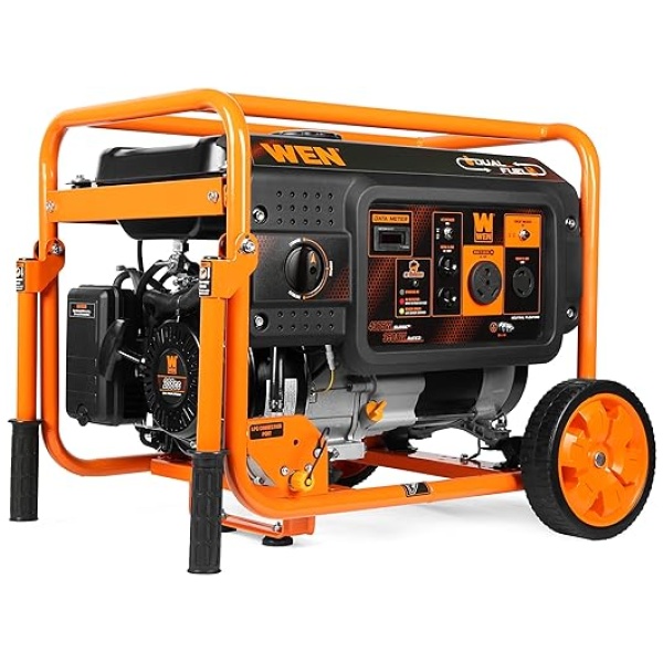 WEN DF430X 4375-Watt Dual Fuel Portable Generator with Wheel Kit and CO Shutdown Sensor, Black